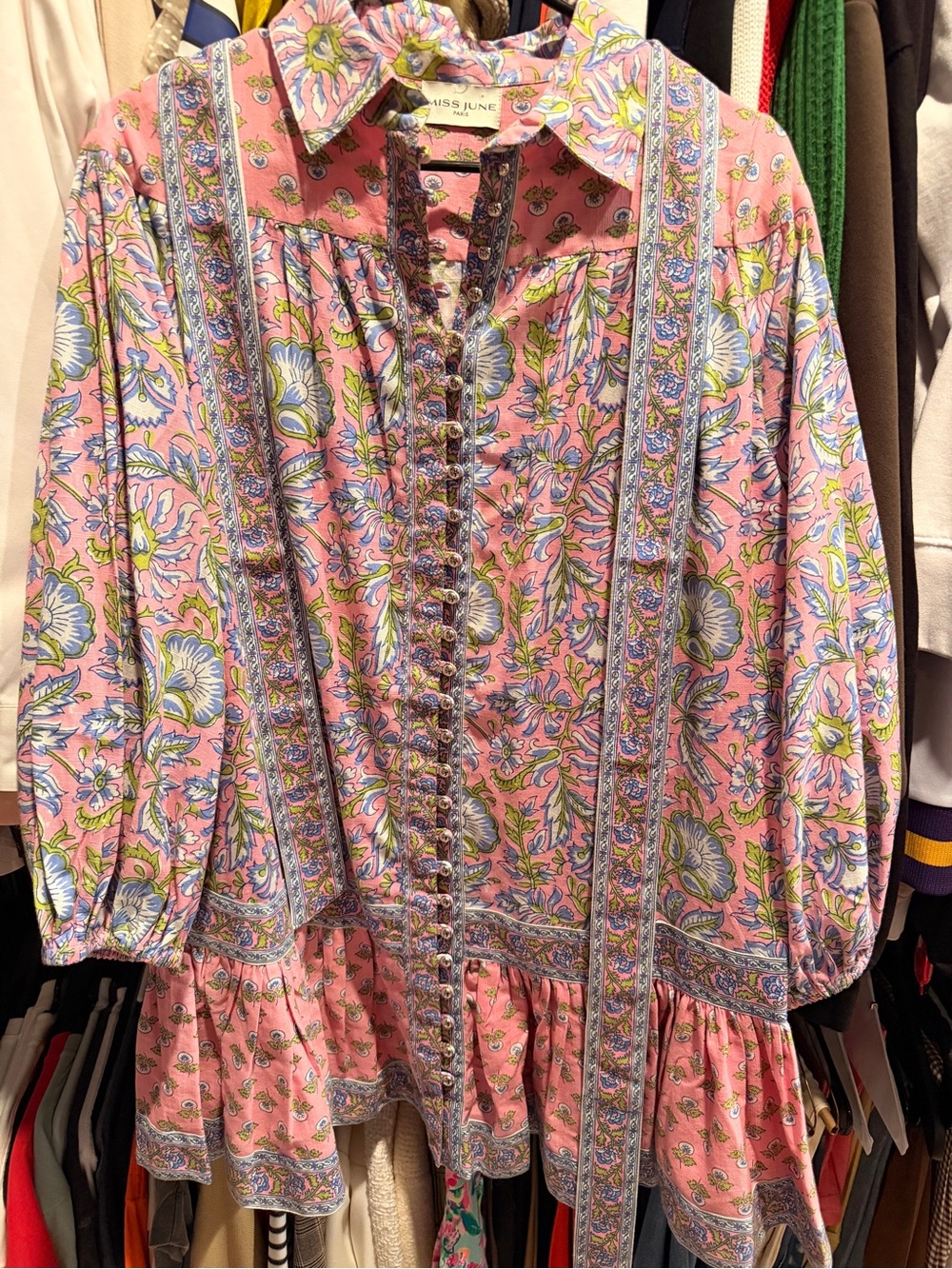 Miss June Pink Floral Button-Front